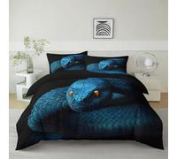 Générique Parure de Lit Enfant 200 x 200 cm Animal Serpent Bleu Housse de Couette Microfibre Doux et Respirant, Noir Literie 1 Personnes Fermeture Éclair Taies d'oreiller 65x65cm