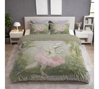 Générique Parure de Lit Fermeture Éclair, Housse de Couette, Polaire Housse de Couette est Imprimée de Abstrait Dinosaure Ballet Jupe & Taie d'oreiller 65 x 65(2)(Vert Clair,220 x 240)