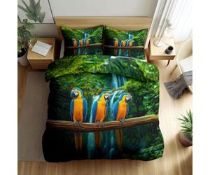 Générique Parure de Lit Forêt Tropicale Animal Perroquet, Housse de Couette Paysages Naturels 200x200 cm pour Adultes Enfants, Ensemble de Housse de Couette 2 Personnes en Microfibre Douce