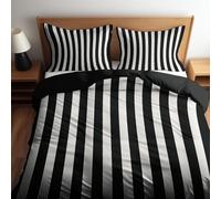 Générique Parure de Lit Lignes Noires Et Blanches Simples Housse de Couette, 3 Pièces 140 x 200 cm, Ultra Douce et Respirante, Convient à Tous Les Âges et Toutes Les Saisons, Noir Brillant