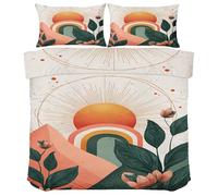 Générique Parure de lit Milieu du Siècle pour Enfant Bébé - Housse de Couette Rétro Soleil Boho Réversible 100 x 135 cm avec 1 Taie d'oreiller 40x60 - Fermeture Éclair, pM918