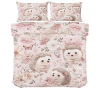 Générique Parure de lit Motif Hérisson Mignon pour Enfant Bébé - Housse de Couette Papillon Fleurs Rose Réversible 100 x 135 cm avec 1 Taie d'oreiller 40x60 - Fermeture Éclair Bp866