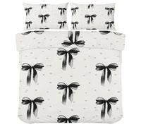 Générique Parure de lit Nœud Papillon Noir pour Enfant Bébé - Housse de Couette Nœud Papillon et Ruban Réversible 100 x 135 cm avec 1 Taie d'oreiller 40x60 - Fermeture Éclair, oN834