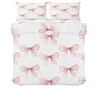 Générique Parure de lit Nœud Papillon Rose pour Enfant Bébé - Housse de Couette Nœud Aquarelle Filles Réversible 100 x 135 cm avec 1 Taie d'oreiller 40x60 - Fermeture Éclair, oN874