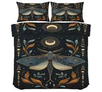 Générique Parure de lit Papillon Lune Bohème pour Enfant Bébé - Housse de Couette Mystique Gothique Réversible 100 x 135 cm avec 1 Taie d'oreiller 40x60 - Fermeture Éclair, oN947