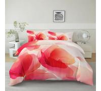 Générique Parure de Lit Peinture À L’Aquarelle Pétales De Rose Roses 200 x 200 cm Housse de Couette en Microfibre, Ensemble de Literie pour Filles Garçon Ado, Rouge Imprimé Housse de Couette