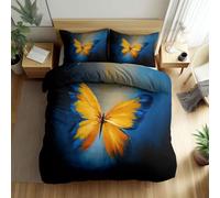 Générique Parure de Lit Peinture À l'huile Papillon 90 x 200 cm Housse de Couette en Microfibre, Ensemble de Literie pour Filles Garçon Ado, Bleu Imprimé Housse de Couette