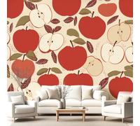 Générique Parure de Lit Pièces Pommes Rouges Fruits Feuilles Vertes Motif housse de couette,drap-housse avec Taies d'oreillers en Microfibre, Pommes Rouges Fruits Feuilles Vertes Motif,