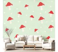 Générique Parure de Lit Pièces Rétro Champignons Rouges Motif Continu housse de couette,drap-housse avec Taies d'oreillers en Microfibre, Rétro Champignons Rouges Motif Continu,
