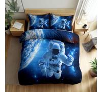 Générique Parure de Lit Univers Fantastique Astronaute 90 x 200 cm Housse de Couette en Microfibre, Ensemble de Literie pour Filles Garçon Ado, Bleu Imprimé Housse de Couette