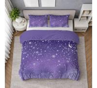 Générique Parure de Lit Violet 140 X 200 cm Ciel étoilé, Étoiles Arbres Housse de Couette, Ensemble de Literie en Microfibre Douce, Fermeture Éclair, Toucher Souple et Entretien Facile