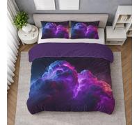 Générique Parure de Lit Violet 140 X 200 cm Ciel étoilé, Nuages Rayons Housse de Couette, Ensemble de Literie en Microfibre Douce, Fermeture Éclair, Toucher Souple et Entretien Facile