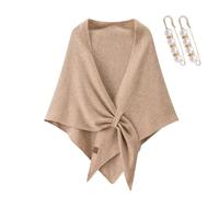 Générique Pashmina Shawl Wraps for Women, Knitted Triangle Shawls and Wraps Solid Color Wool Blend Shawl (Beige)