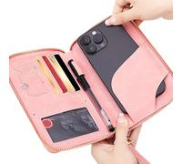 Générique Passport Wallet, Book Holder, PU Leather Organizer with Multi-Card Slots 5.7 X 4.3 inches, Travel Purse, Waterproof Case for Men, Women, Money, Ticket, Airport, Photocards Use, Pink Black