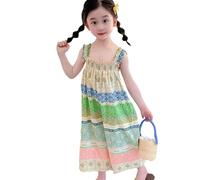 Générique Patanlon Fille Tenues d'été pour Filles,Combinaison décontractée sans Bretelles,imprimé Floral,Jambes Larges,pour Enfants de 2 à 8 Ans,vêtements de Jeu légers et Respirants(Green,3-4 Ans)