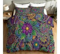 Générique Patchwork Totem Cachemire Couette sans Housse 200x200cm, Couette Imprimée Cachemire Traditionnel 4 Saisons Couettes Matelassée Coloré, Lavable en Machine, Edredon Legere et Chaude