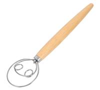Générique Pâte Danois Manche en Bois Confortable, Acier Inoxydable Solide, Design en Spirale, Long Manche Étendu pour Pâtisserie, et Pizza Facile à Mélanger
