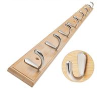 Générique Patères Portemanteaux Mural Bambou Acier Inoxydable Crochets, pour Chapeaux et Serviettes, pour Placard, Salle de Bain, Cuisine, Patère Murale Bois Moderne Naturel(8hooks*88cm)