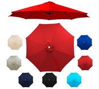Générique Patio Umbrella for Outdoor Heavy-Duty Round, Portable Sun Shade Umbrella, Protection Air Vent Tilt for Poolside, Terrace, Beach and Outdoor Restaurant(Bright red,2.15m/6 ribs)