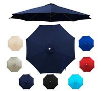 Générique Patio Umbrella for Outdoor Heavy-Duty Round, Portable Sun Shade Umbrella, Protection Air Vent Tilt for Poolside, Terrace, Beach and Outdoor Restaurant(bleu marine,3.0m/8 ribs)
