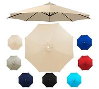 Générique Patio Umbrella for Outdoor Heavy-Duty Round, Portable Sun Shade Umbrella, Protection Air Vent Tilt for Poolside, Terrace, Beach and Outdoor Restaurant(Beige,2.0m/Baleines)