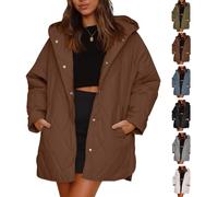 Générique Patiyu Women's Winter Trendy Lightweight Hooded Quilted Jacket, Women Casual Warm Long Sleeve Oversized Jackets (D,M)