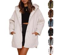Générique Patiyu Women's Winter Trendy Lightweight Hooded Quilted Jacket, Women Casual Warm Long Sleeve Oversized Jackets (H,M)