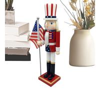 Générique Patriotic Nutcracker Figurines, Tabletop Ornament, Decoration with Red White Blue Motif, Sturdy Solid Wood Craft, Collectible Figurine with Traditional Design, Display Gift for Kids Room