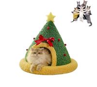 Générique Pawsmas Christmas Tree Triangle Cat Cave Bed,Removable and Washable Winter Closed-Off Cat Bed,Soft Comfortable House Tent for Cats Dogs,Suitable for Cats to Sleep,Nap,Hide and Play (C-S)