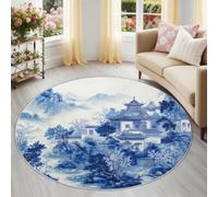 Générique Paysage Architecture Ancienne Tapis Rond Enfant 160 cm, Lavable & Antidérapant, Multicolore Classique Chinois Tapis de Jeux Doux pour Chambre Bébé & Nurserie