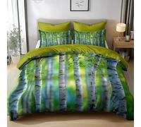 Générique Paysage Forêt Texture Housse de Couette - Parure de Lit 3 Pièces 100% Microfibre - Housse de Couette Imprimée 3D avec Fermeture Éclair - Linge de Lit Doux & Respirant, Vert, 140 x 200 cm