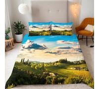 Générique Paysage Housse De Couette 240x260 cm Forêt 3D Microfibre Parure De Lit, Literie Fermeture Éclair-Sets De Housse Couette 2 Personne avec 2 Taies d'oreiller 50x75 cm A-23