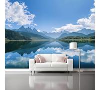 Générique Paysage Naturel Papier Peint Panoramique - Ciel Bleu Lac Modèle Papier Peint Poster Mural Intissé 300 x 210 cm, Bleu Murale Fresque pour Salon Chambre Cuisine Fond Tv Décoration