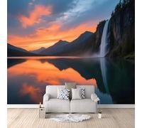 Générique Paysage Papier Peint Photo 450x315 cm, 3D Chutes D'Eau Lacs Papier Peint Intissé, Salle de Séjour Matte Poster Geant Murale, Papiers Peints Chambre, Pas de Support Adhésif
