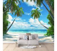 Générique Paysage Papier Peint Photo, Cocotiers Mer Mat image Muraux Poster, épaissi Photo Murale pour Chambre Salon Chambre d'enfants Mur de fond TV Dortoir Décoration Murale 250 x 175 CM
