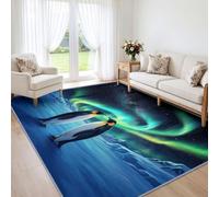 Générique Paysage Polaire Tapis Salon Entree 80x150 cm Lavable en Machine | Moquette Antidérapant Doux Poil Ras Manchot Empereur Tapis Décoratif pour Chambre, Cuisine, Entrée et Maison