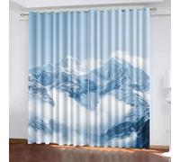 Générique Paysage Rideau Occultant 3D Montagnes Enneigées Isolation Acoustique et Thermique avec Oeillets Draperies pour Aux Familles Hôtels Maisons de Location 2 Panneaux L85 x H200 CM