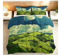 Générique Paysage Rustique Champêtre Couette Imprimée Réversible 220 x 240 cm, Couette sans Housse Colline Nuage 4 Saisons Lavable Legere - Édredon Chaud Courtepointe Léger pour Garçons Filles