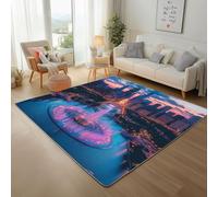 Générique Paysage Urbain Luxueux Tapis de Salon Lavable en Machine 120x170cm Tapis antidérapant Coucher de Soleil sur Une Ville pour l'entrée, la Chambre et la Cuisine