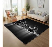 Générique Paysage Urbain Tapis Antidérapant 140x200cm, Carpet Lavables Scène Nocturne de Pont Urbain Doux Carpet Poil Ras Tapis d'entrée pour Salon, Salle à Manger, Moquette Chambre, Descente de lit