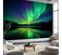 Générique Paysages Naturels Aurores Boréales En Alaska Papier Peint Vert Photo Peintures Murales, Salon Tv Canapé Thème Hôtel De Luxe Couloir Fond Mur Peinture Décor À La Maison 250 x 175 cm