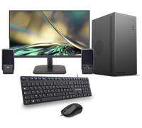 Générique PC Complet Ordinateur de Bureau Ecran 24 Pouces + Clavier & Souris + Haut-parleurs/Windows 11 Professionnel + Suite bureautique (2- Boitier Noir, Ryzen 3 / 4GB / SSD 240GB)