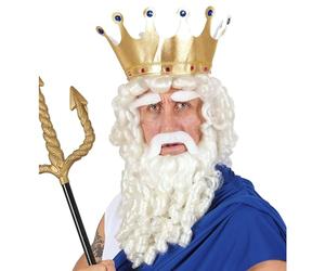 Générique - Pe105 - Perruque Dieu De L'Olympe Avec Barbe Moustache Cache Sourcils - Taille Unique