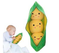 Générique Pea Plush Doll - 25/40cm Snuggle Plant Doll, 3 Peas-in-A-Pod Plush Toy, Vegitable Cartoon with Face Expression | Novelty Design for Children Soybean Stress Relieving Playing Accessory