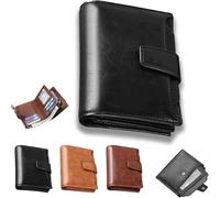Générique Peachloft Wallet, Men's RFID Blocking Bifold Wallet, PU Leather Multi-Card Zipper Pocket Anti-Theft Coin Purse (Black)
