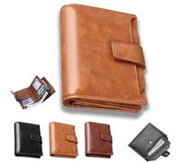 Générique Peachloft Wallet, Men's RFID Blocking Bifold Wallet, PU Leather Multi-Card Zipper Pocket Anti-Theft Coin Purse (Brown)