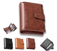 Générique Peachloft Wallet, Men's RFID Blocking Bifold Wallet, PU Leather Multi-Card Zipper Pocket Anti-Theft Coin Purse (Coffee)