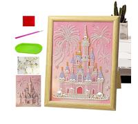 Générique Pearl Art - Castle Design Beads, Handcrafted Mosaic Portrait, Three Dimensional Texture Finish, Creative Hobby Crafting Kit, Home Gallery Supply, Decorative Frame 30x40cm White Silver