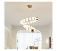 Générique Pearl Ring LED Chandelier Dining Room Living Room Dining Table Kitchen Chandelier Home Acrylic Ball Lamp