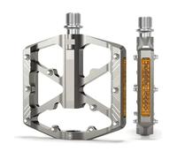 Générique Pédales Plates 3 roulements en Alliage d'aluminium 9/16, pièces antidérapantes for pédales de vélo(Titanium)